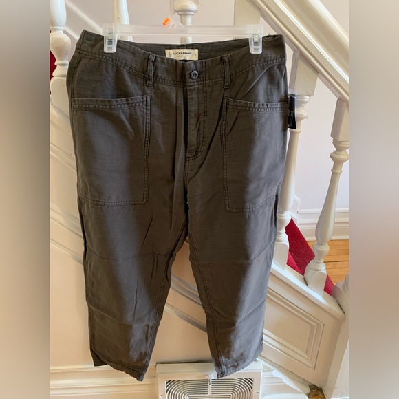 NWT Lucky Brand Slouchy Utility Grey Pants. Size 6. - Picture 1 of 3